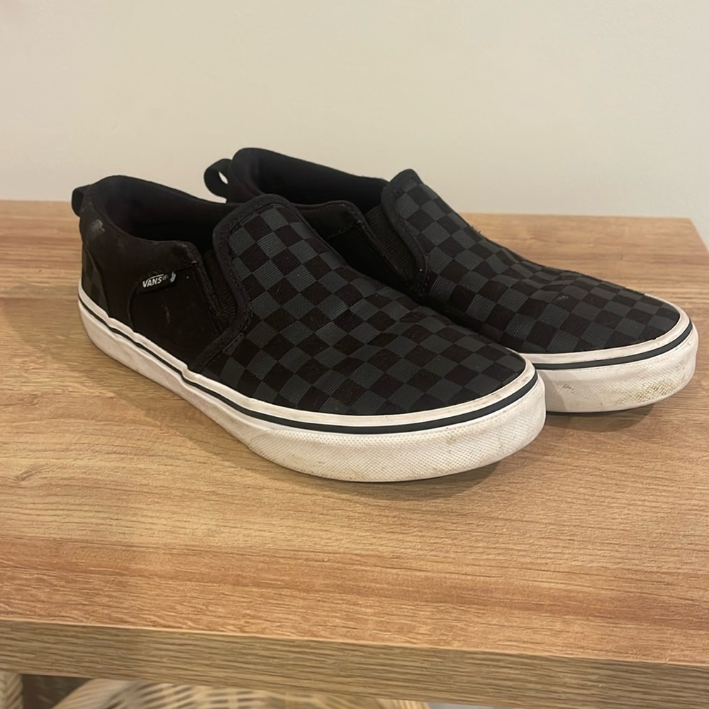 Boys black checkered vans